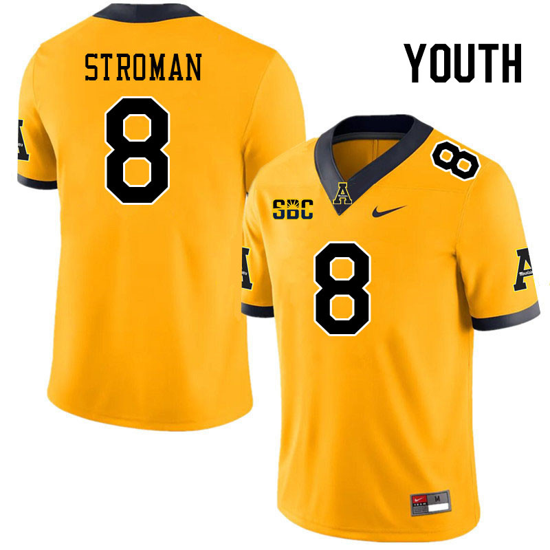 Youth #8 Dalton Stroman Appalachian State Mountaineers College Football Jerseys Stitched Sale-Gold